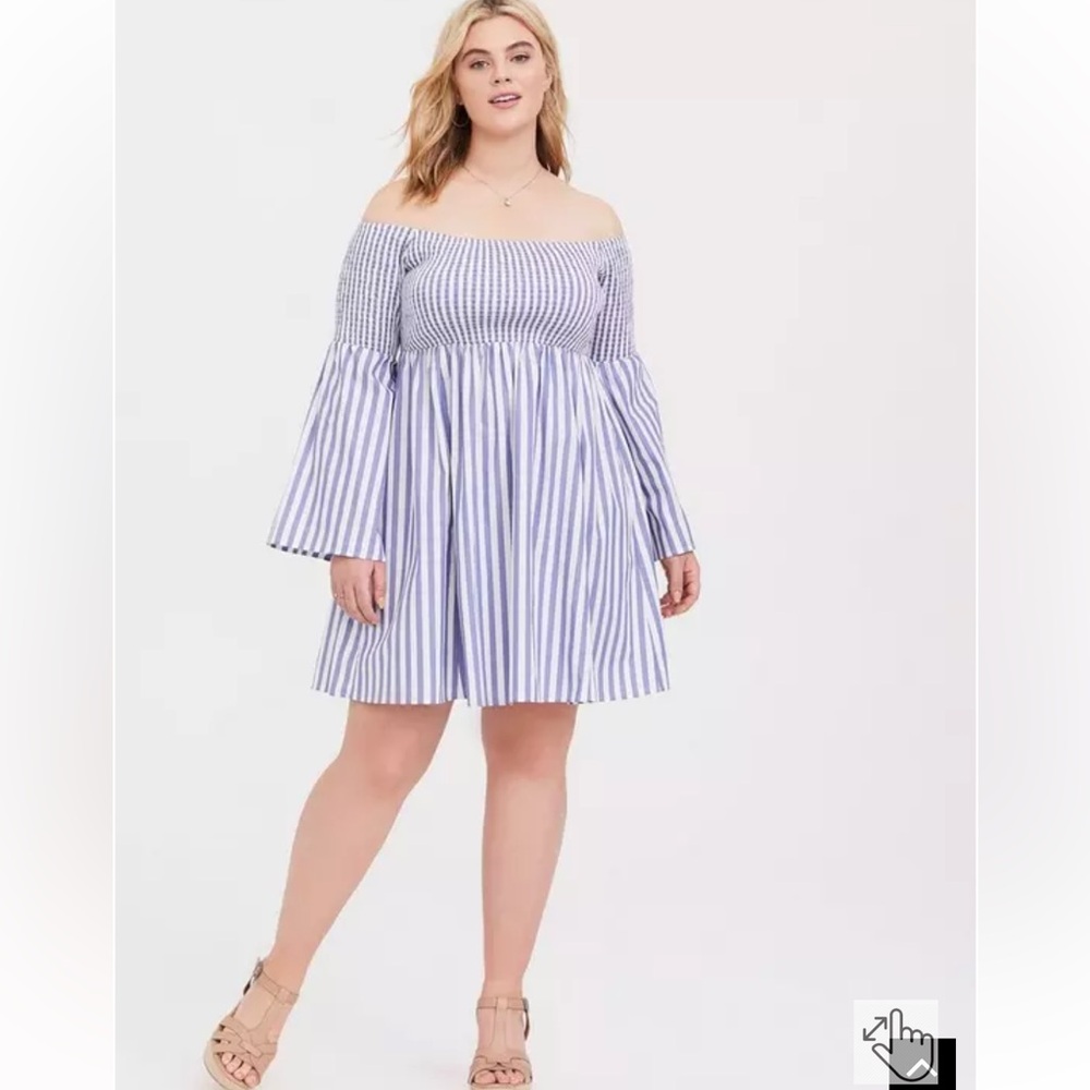 Torrid Blue Stripe Smocked Skater Dress